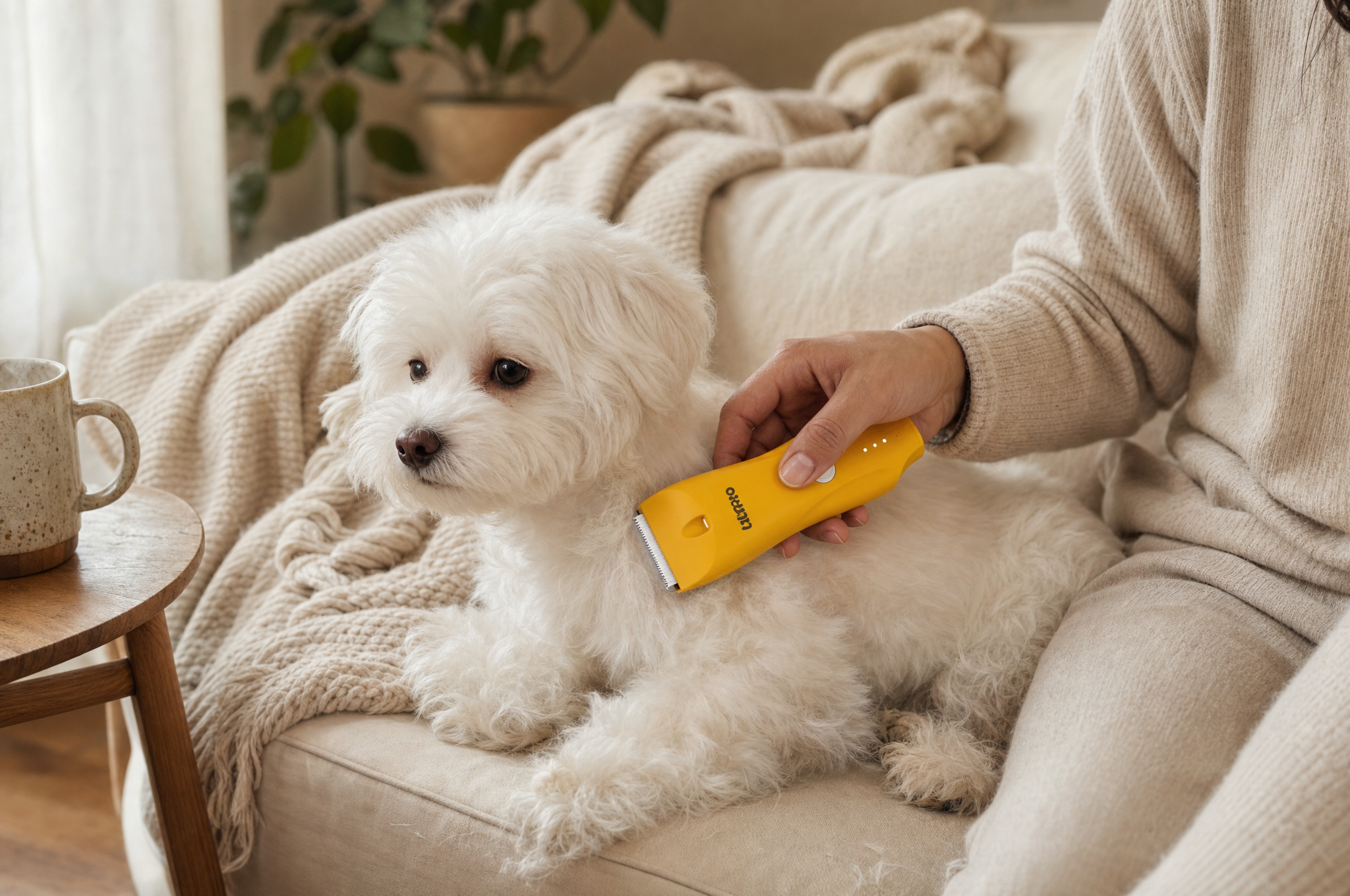 Cortadora de pelo LILIPRO usada en un perro en casa