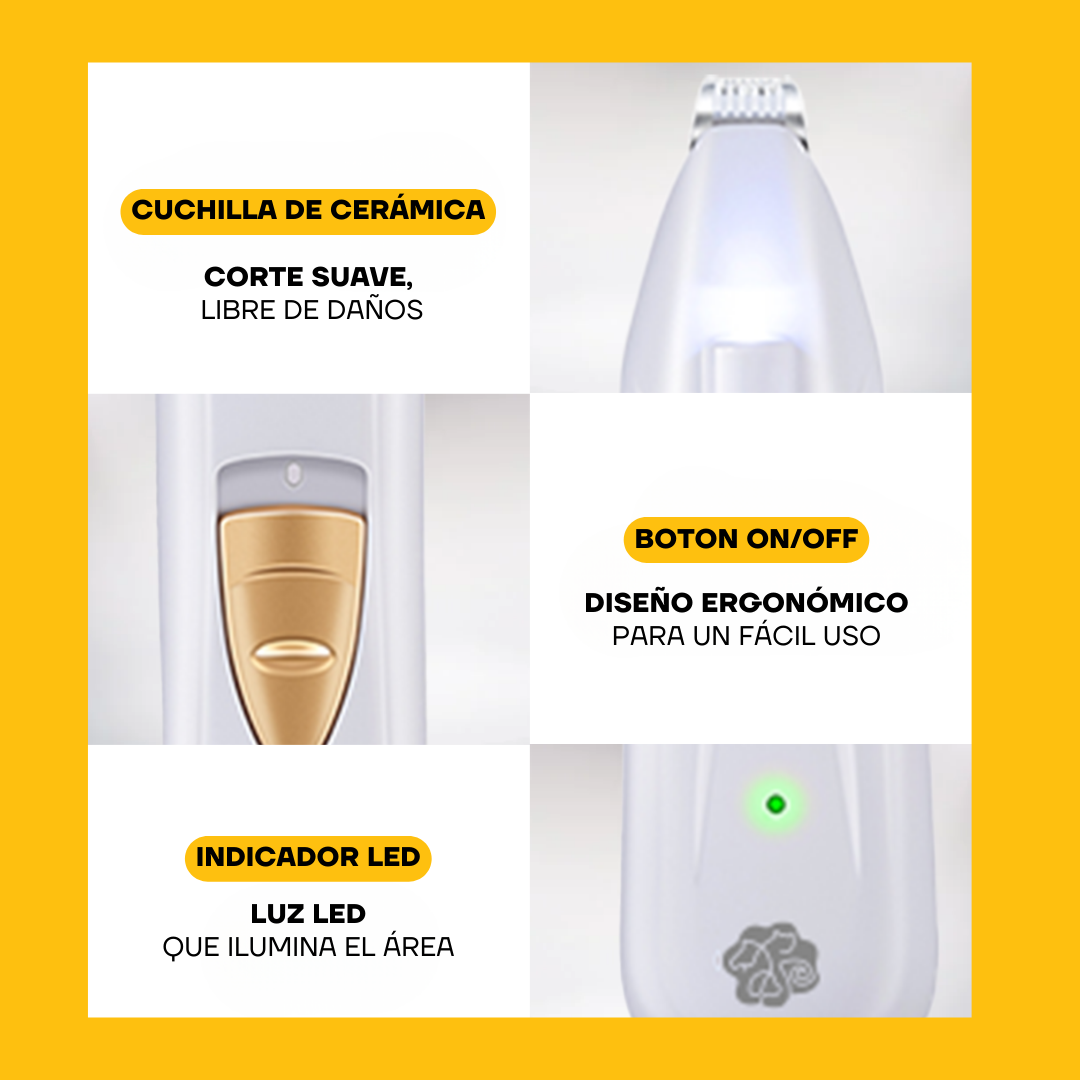 Recortadora de Pelo para Patas con Luz LED y Cuchilla Cerámica | LILIPROPET PT204L