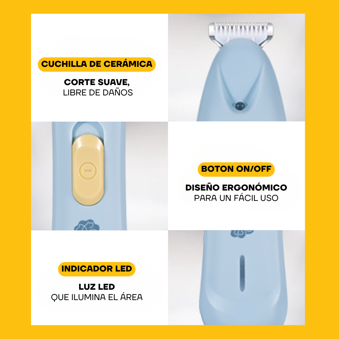 Recortadora de Pelo para Patas con Luz LED para Perros y Gatos | LILIPROPET PT206L
