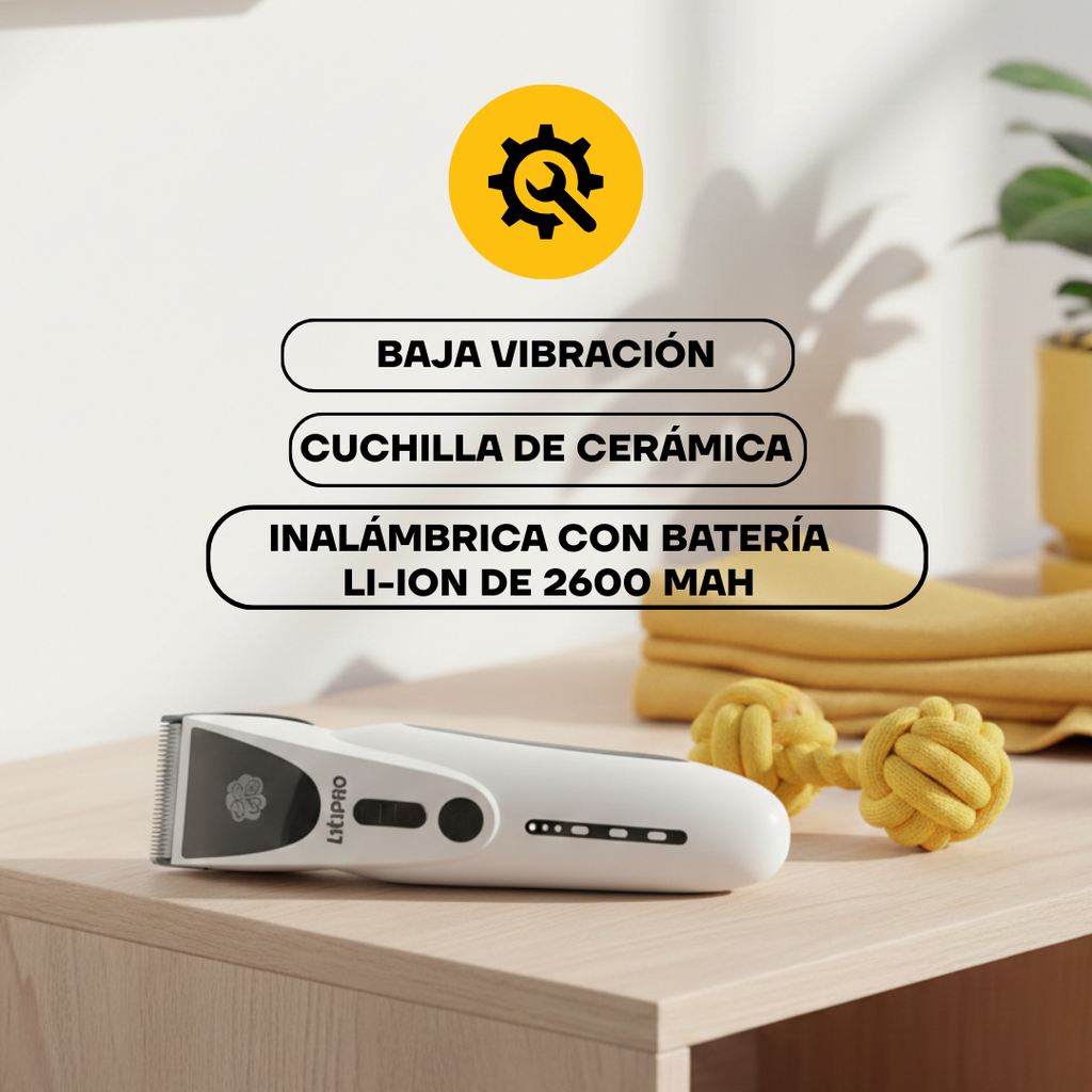 Cortapelos Inalámbrico Potente para Perros y Gatos con Cuchilla Cerámica | LILIPROPET PT306