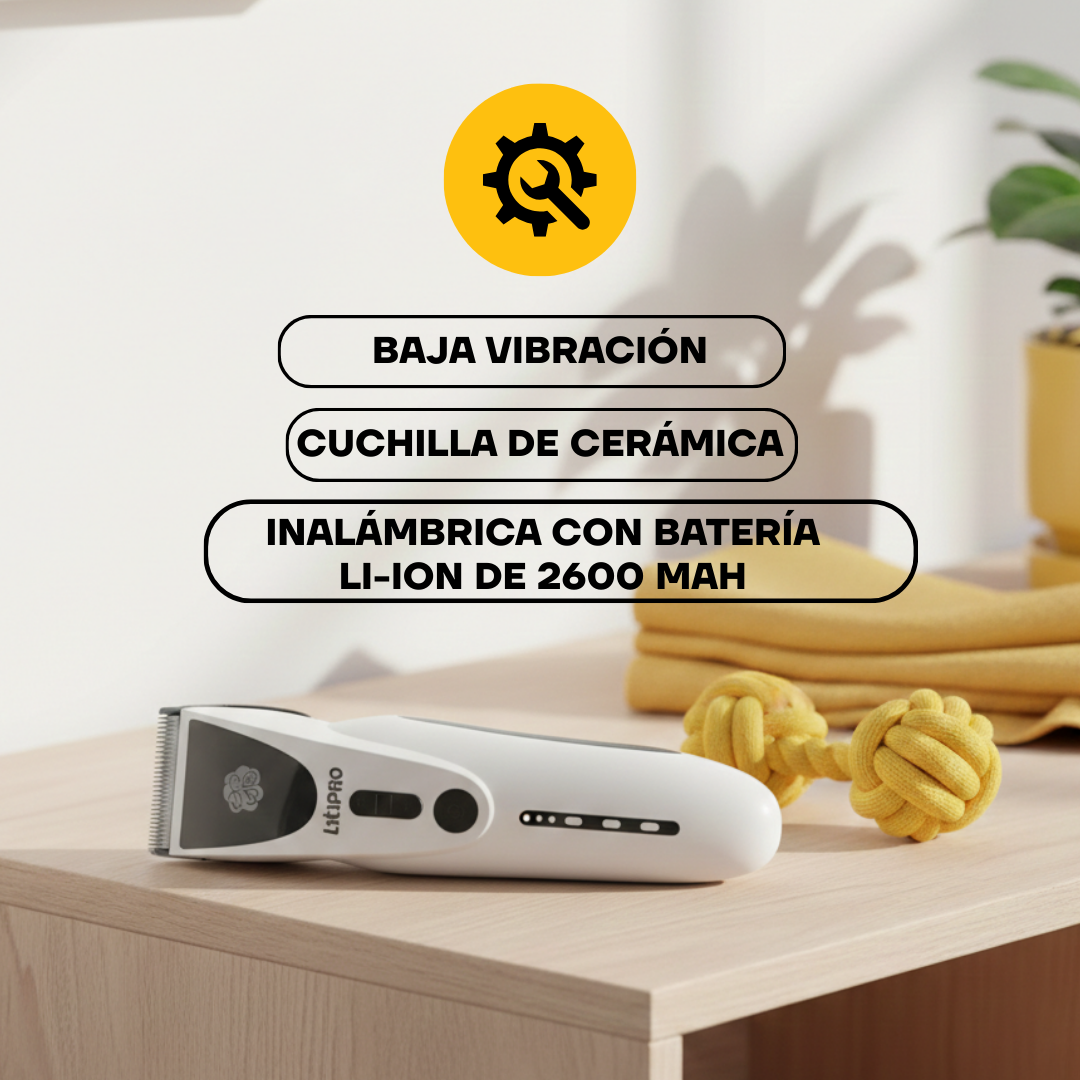 Cortapelos Inalámbrico Potente para Perros y Gatos con Cuchilla Cerámica | LILIPROPET PT306