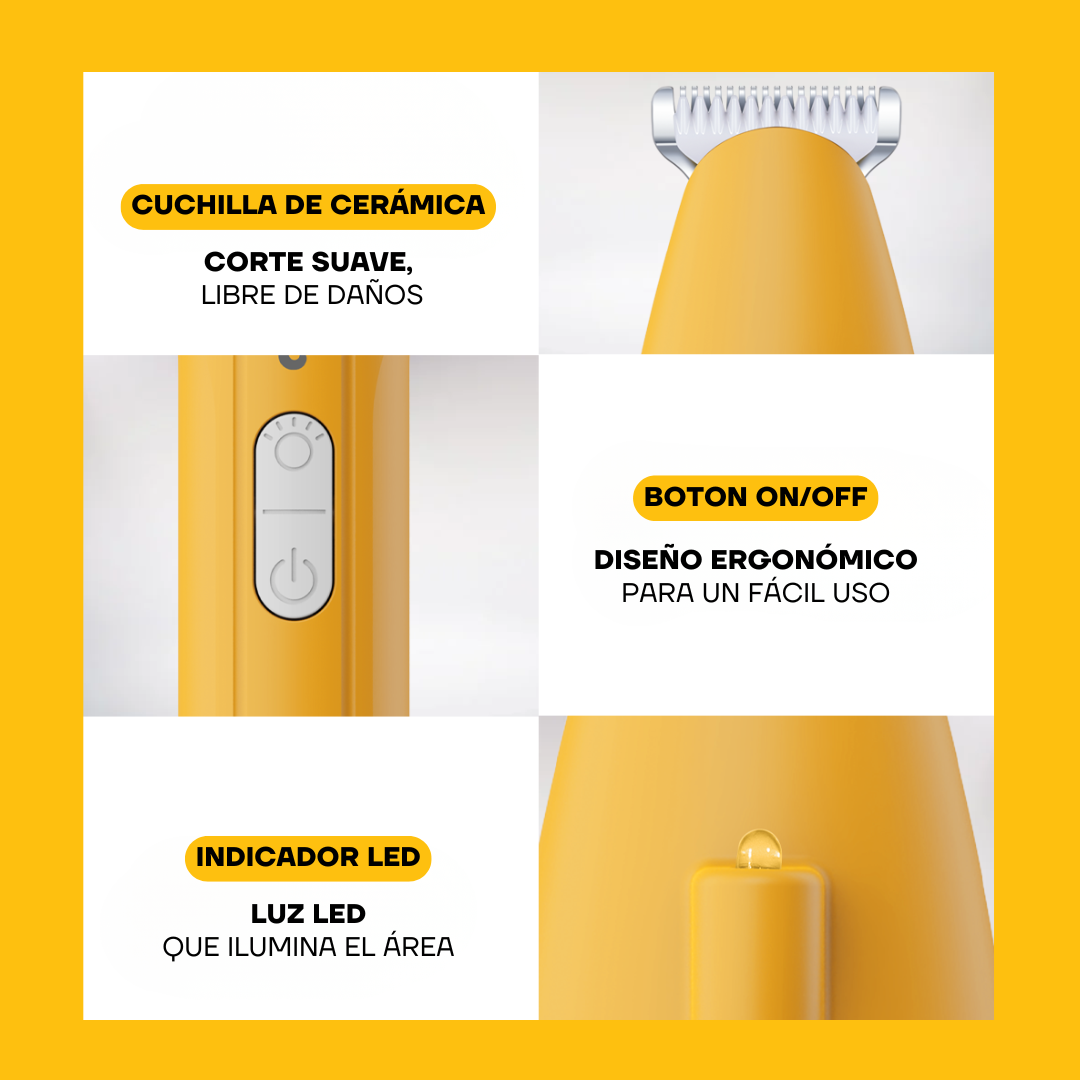 Recortadora de Pelo para Patas con LED y 2 Velocidades para Perros y Gatos | LILIPROPET PT209L