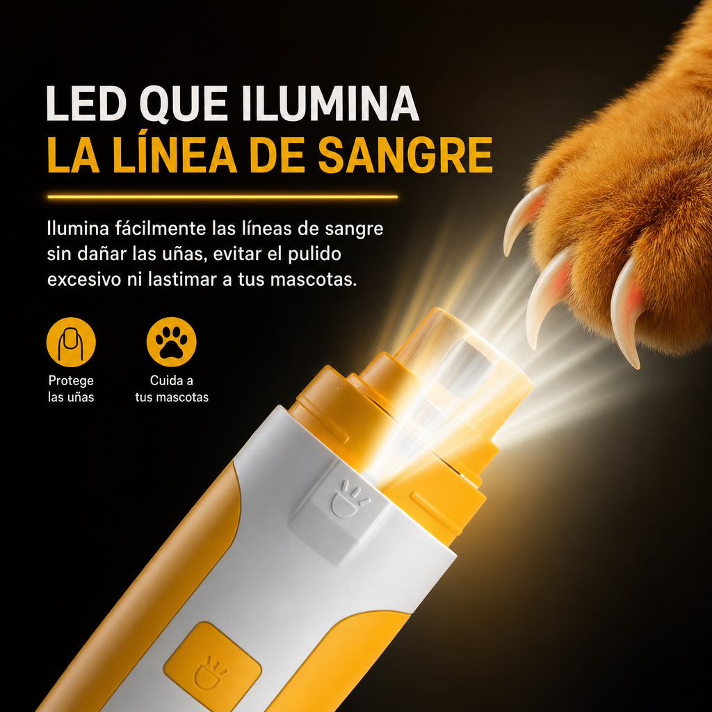 Lima de Uñas Eléctrica 5 Velocidades con Luz LED para Perros y Gatos | LILIPRO PET PG105