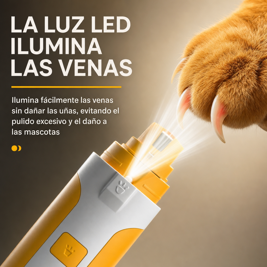 Lima de Uñas Eléctrica 5 Velocidades con Luz LED para Perros y Gatos | LILIPRO PET PG105